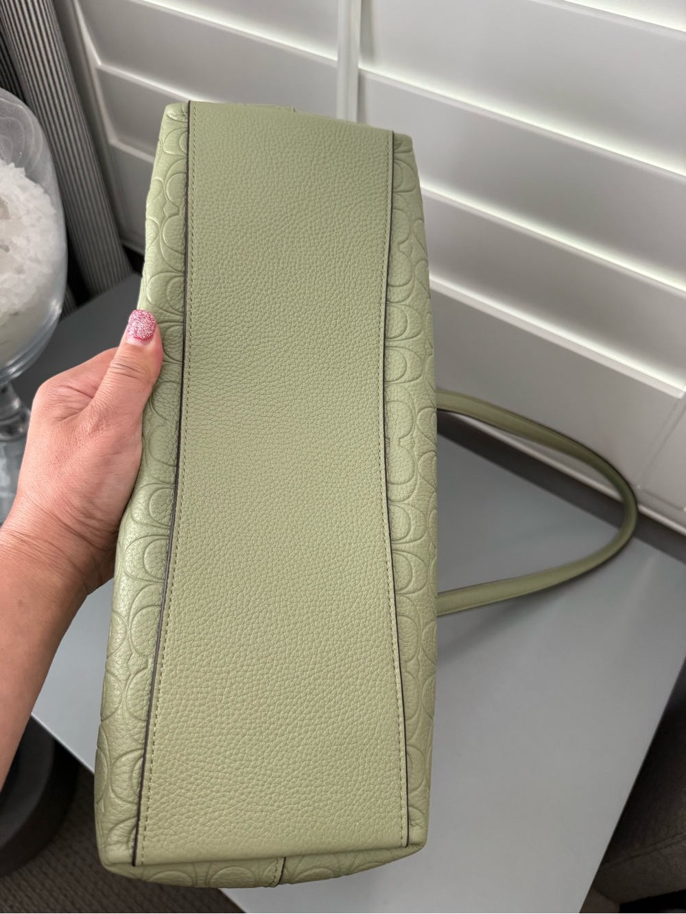 COACH OUTLET embossed leather Station Tote in Pistachio - Picture 10 of 12